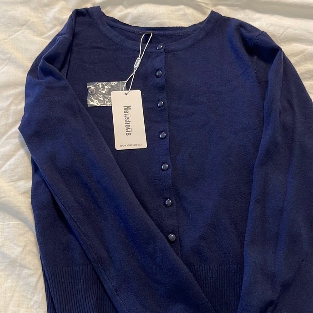 Women’s navy blue cardigan sweater